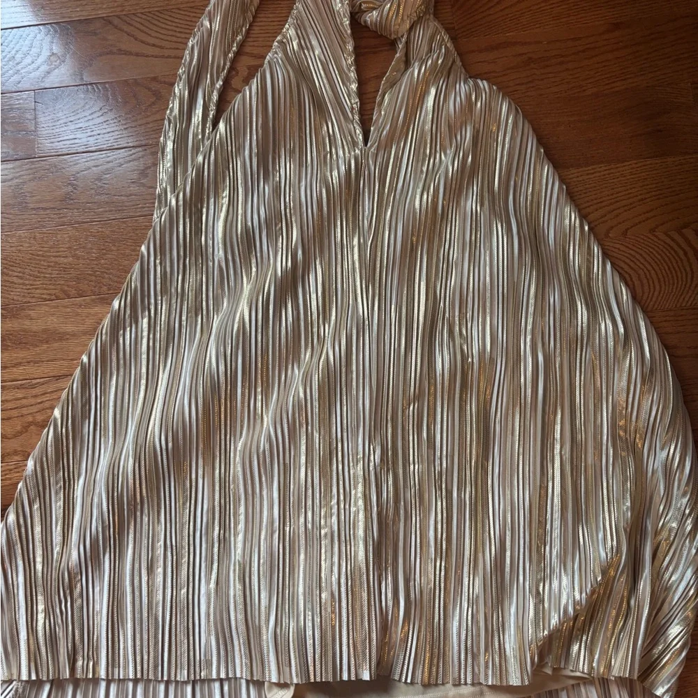 Vici Shimmering Gold Halter Mini Dress - Picture 3 of 3